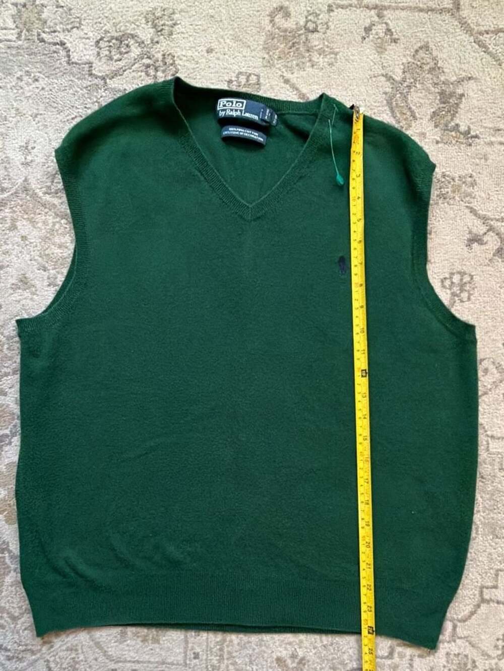 Polo Ralph Lauren V-Neck Sweater Vest Size L Green Pima Cotton